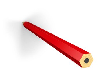 Gölge beyaz arka plan üzerinde izole kırmızı grafit kalemle. 3D render.