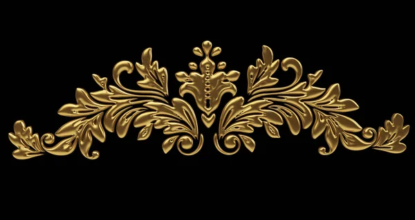 Ouro Luxo Vintage Elemento Decoração Flores Ornamento Fundição Dourada Renderização — Fotografia de Stock