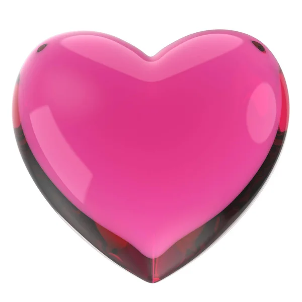 Corazón Cristal Rosa Sobre Fondo Blanco Renderizado —  Fotos de Stock