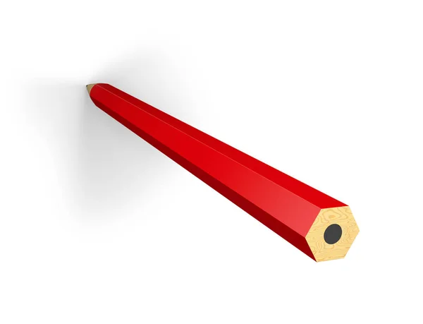 红色石墨铅笔与阴影查出的白色背景 — 图库照片
