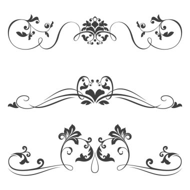 Beyaz arka plan üzerinde izole klasik kaligrafi vektör tasarım öğeleri. Vektör çizim.