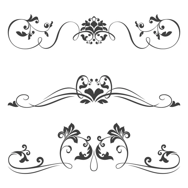 Eléments Design Vectoriel Calligraphique Vintage Isolés Sur Fond Blanc Illustration — Image vectorielle