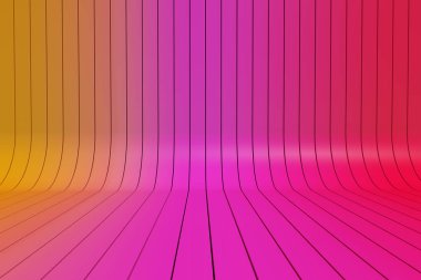 3d sarı ve pembe degrade çizgiler yatay arka plan. bükülmüş boyalı plakalar satır 3D render.