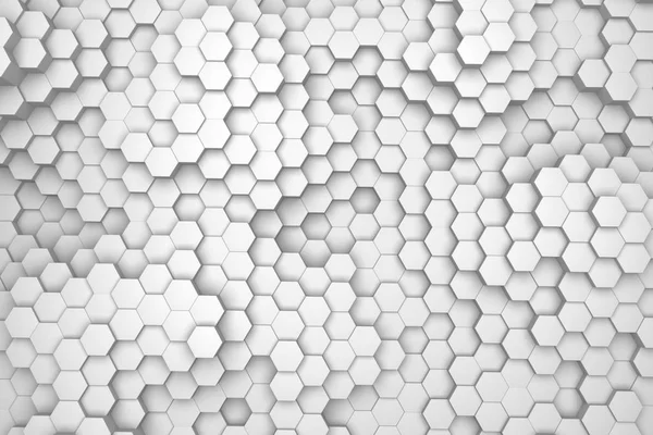 White Hexagon Pattern Bright Background Rendering Modern Technology Backdrop — Stock Photo, Image