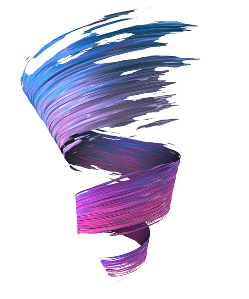 Colorful Blue Violet Magenta Brush Paint Stroke Swirl Isolated White — Stock Photo, Image