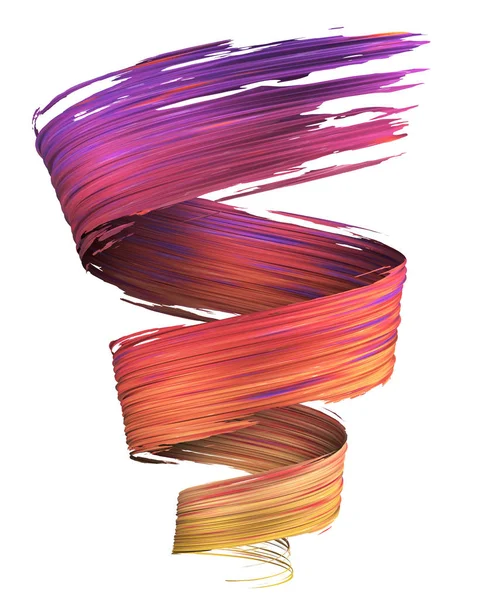 Colorful Yellow Red Magenta Brush Paint Stroke Swirl Isolated White — Stock Photo, Image