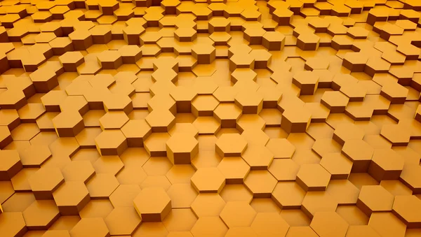 Yellow Hexagon Floor Horizontal Background Rendering Technology Backdrop — Stock Photo, Image