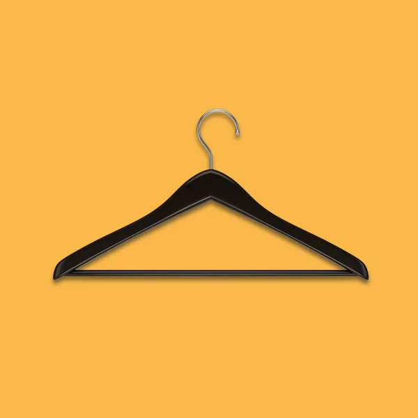 Boutique Shop Black Clothes Hanger Isolated Yellow Background Minimalistic Fashion — Stock Photo, Image