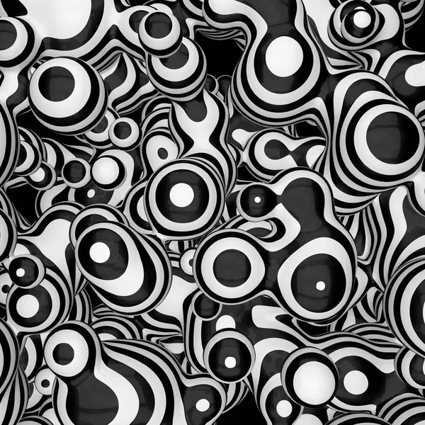 Negro Blanco Rayas Metaballs Fondo Abstracto Renderizado —  Fotos de Stock