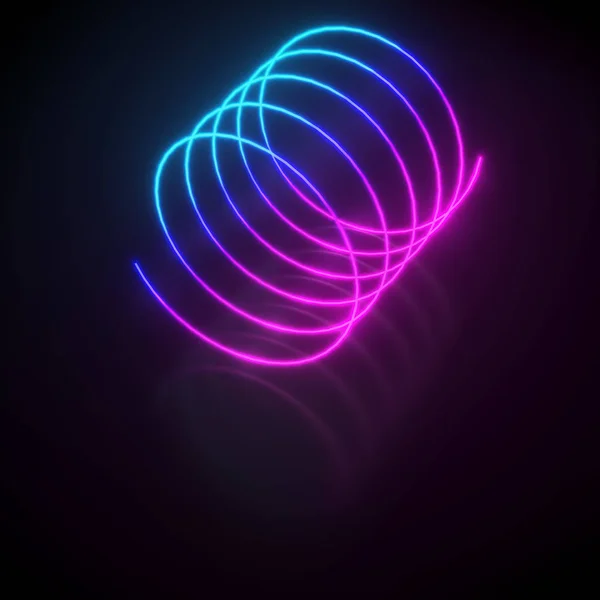 Colorful neon light helix on reflective floor background — Stock Photo, Image