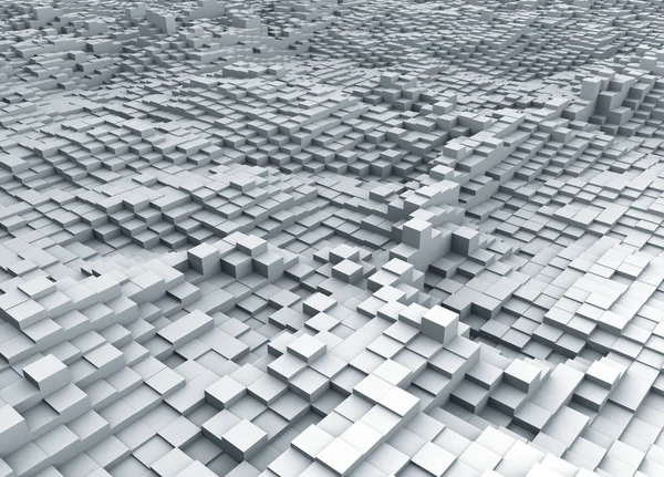 Abstract White Cubes Topographic Background Rendering — Stock Photo, Image