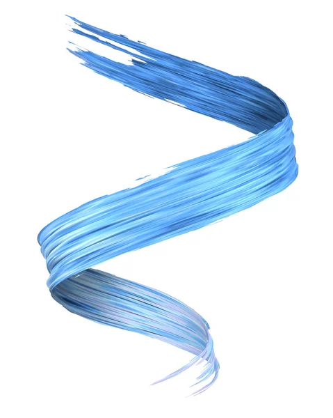 Blauw Borstel Verf Beroerte Swirl Geïsoleerd Een Witte Achtergrond Rendering — Stockfoto