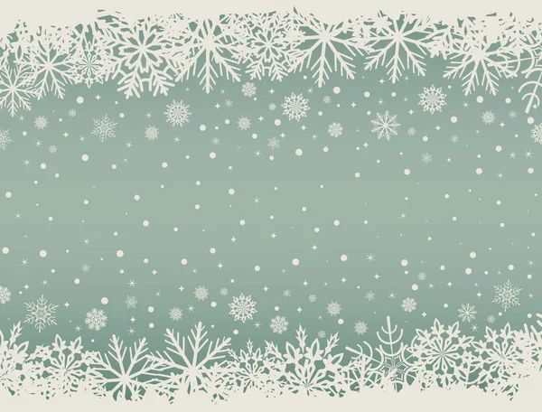 白い雪片罫線付きクリスマス背景を抽象化し 中央に空間をコピーします ベクトルの図 ヴィンテージ冬の背景 — ストックベクタ