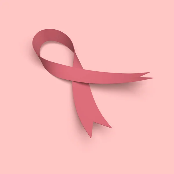 Piersi Rak Różowy Świadomości Wstążki Minimalne Podłoże Ilustracja — Zdjęcie stockowe