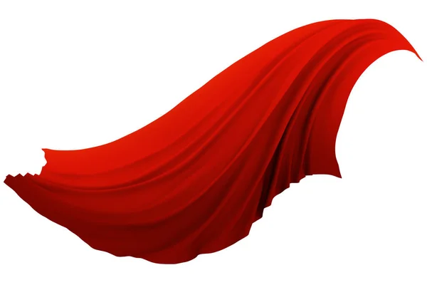 Abstrakcja Czerwony Tkaniny Kołyszących Się Wietrze Białym Tle Renderowania Element — Zdjęcie stockowe