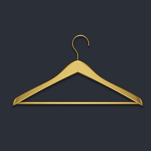 Boutique Shop Gold Clothes Hanger Isolated Black Background Minimalistic Fashion — Stock Photo, Image