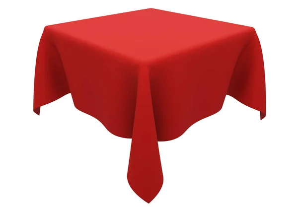 Rote Tischdecke Isoliert Auf Weißem Hintergrund Darstellung — Stockfoto