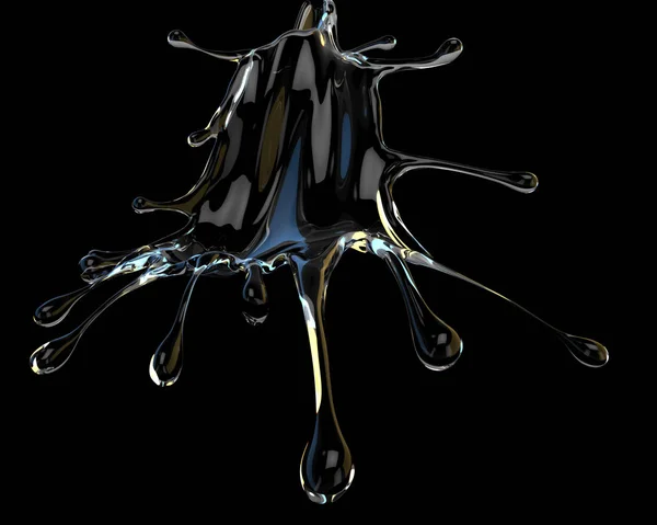 Víz Splash Fények Gondolatok Elszigetelt Fekete Háttér Leképezés — Stock Fotó