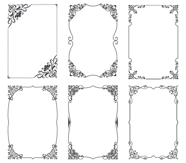 Квіткові Вінтажні Рамки Дизайну Карт Векторний Шаблон Простором Копіювання Ретро — стоковий вектор