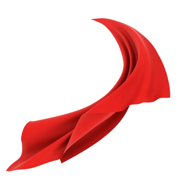 Rotes Tuch in Bewegung auf weißem Hintergrund — Stockfoto