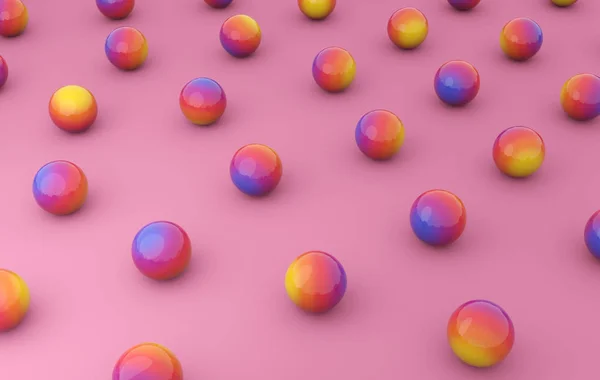 Boules colorées éparpillées sur le sol rose — Photo