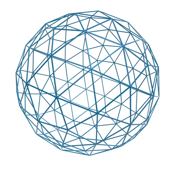 Blue wireframe sphere isolated on white background. — Stock Photo, Image