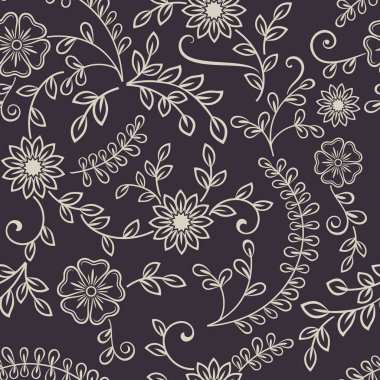 Dikişsiz çizgi sanat çiçek deseni
