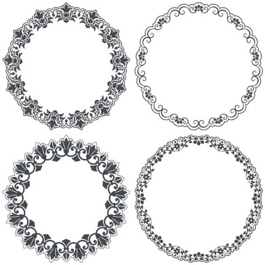 Vintage dekoratif yuvarlak çiçek tasarım elemanları