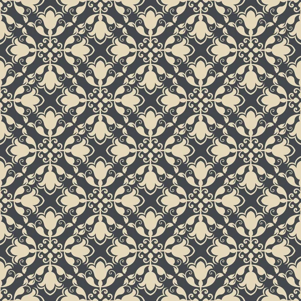 Beige et noir sans couture motif de papier peint floral — Image vectorielle