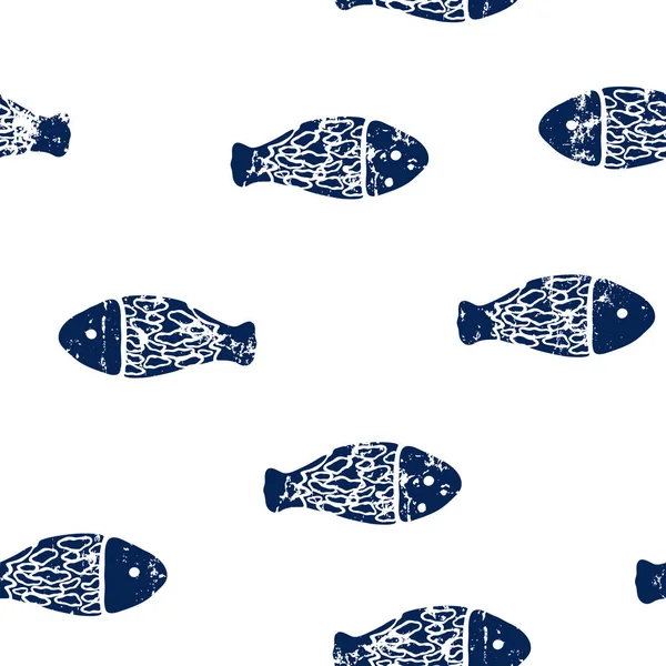 Бесшовная Векторная Иллюстрация Рыбы Белая Текстура Морская Жизнь — стоковый вектор