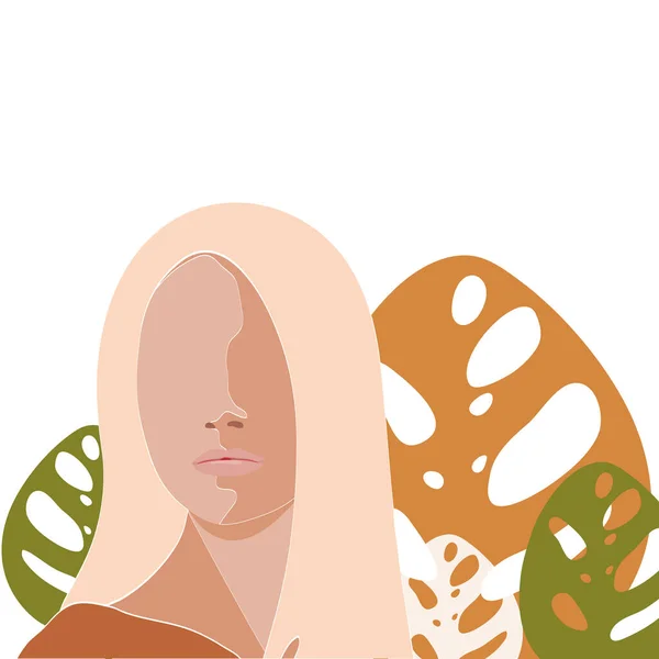 Harmonie Met Natuur Abstract Portret Van Een Mooie Vrouw Bloemige — Stockvector