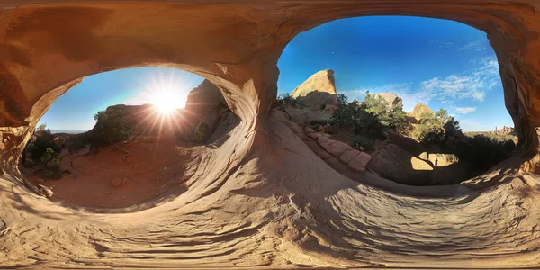 Záběr 360 180 Double Arch Národní Park Arches Utah — Stock fotografie