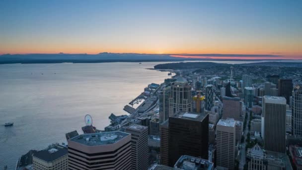 这是一个4K时间推移的镜头日落 暮色和夜间场景西雅图市中心 华盛顿 — 图库视频影像