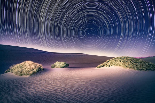 Death Valley National Park with light painting and star trails — Stock Photo, Image