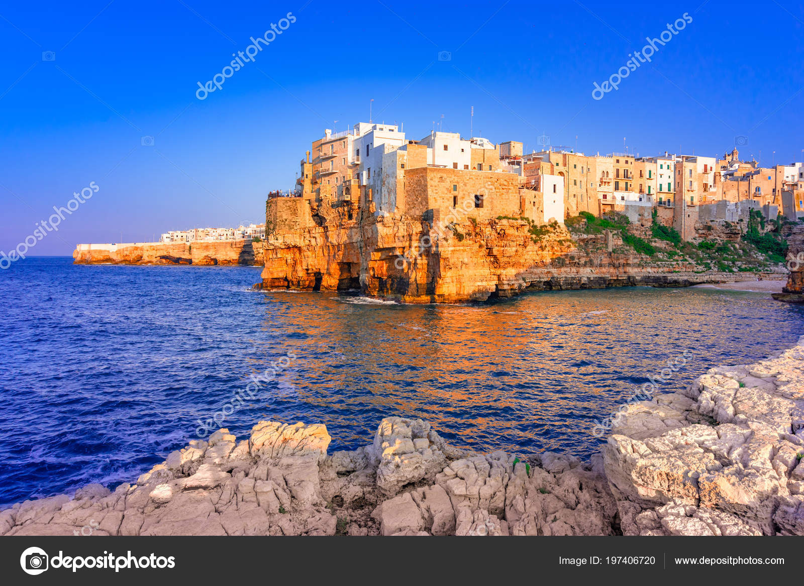 Polignano A Mare Puglia Italia Tramonto A Cala Paura