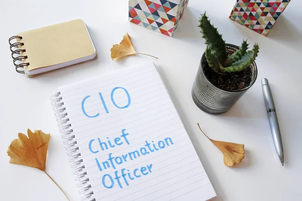 CIO Chief Information Officer written in notebook on white table