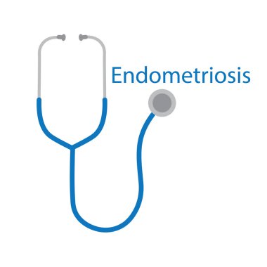 Endometriozis word ve stetoskop simge vektör çizim