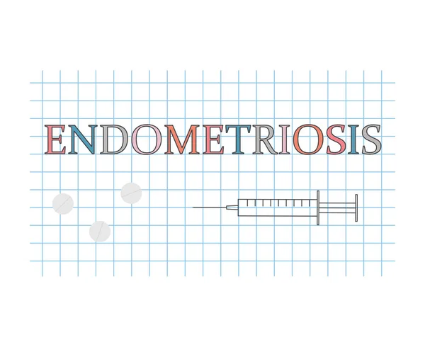 市松模様の紙シート ベクトル図に子宮内膜症という言葉 — ストックベクタ