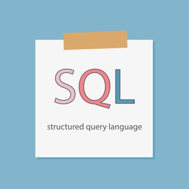 SQL Structured Query Language bir defter kağıt-vektör çizim içinde yazılı