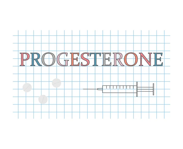 Palabra Progesterona Hoja Papel Cuadros Ilustración Vectorial — Archivo Imágenes Vectoriales