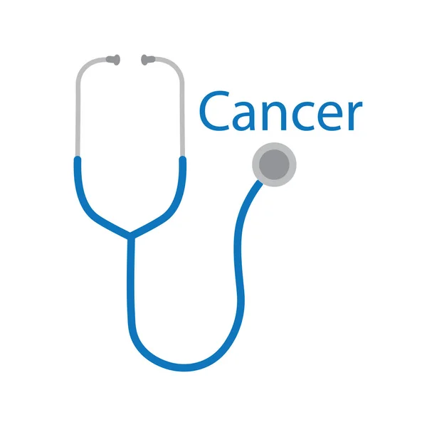 癌症单词和听诊器图标 矢量插图 — 图库矢量图片