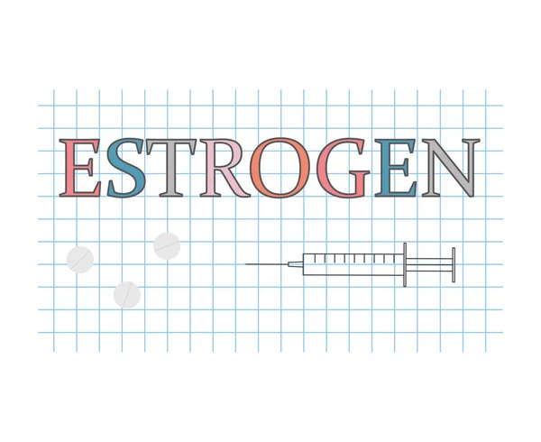 Parola Dell Estrogeno Sul Foglio Carta Quadretto Illustrazione Vettoriale — Vettoriale Stock