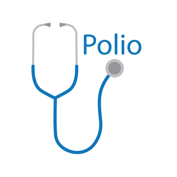 Polio Word Och Stetoskop Ikon Vektor Illustration — Stock vektor