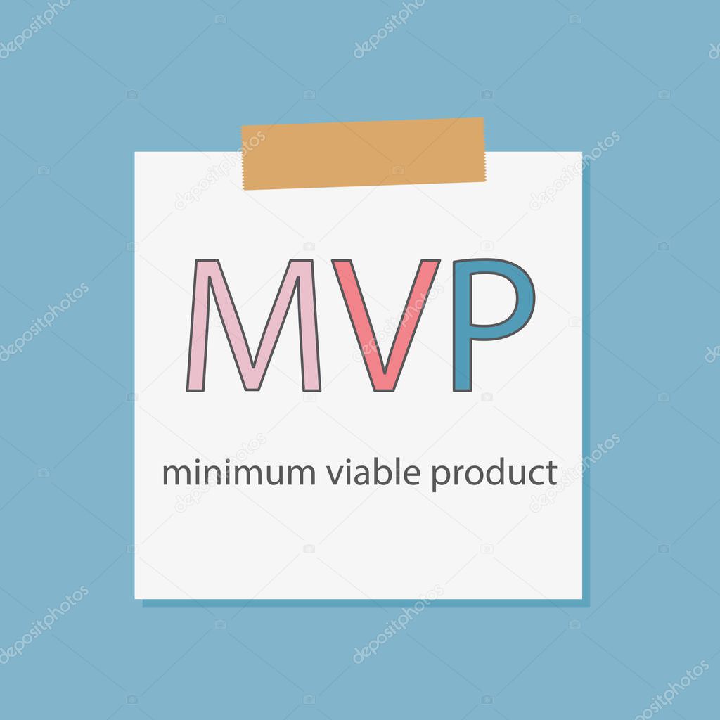 MVP minimum viable product written in a notebook paper- vector illustration