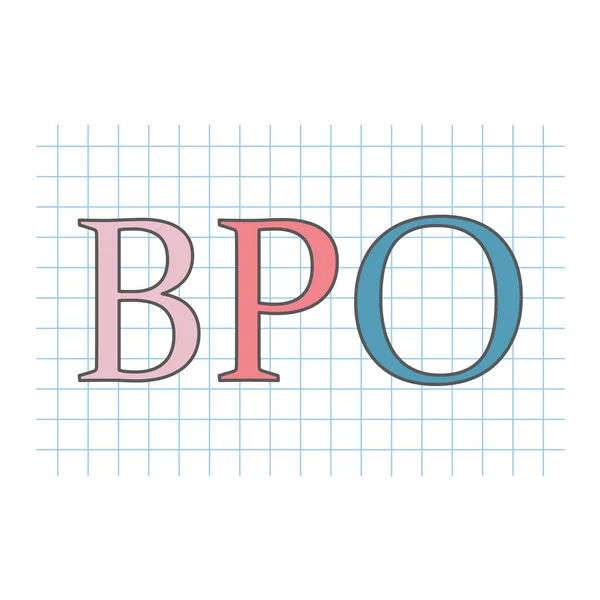 Bpo Business Process Outsourcing Written Checkered Paper Sheet — Stock Vector
