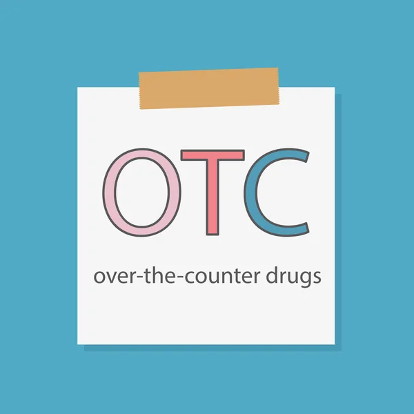 在笔记本纸上写的柜台药物的 Otc 矢量插图 — 图库矢量图片