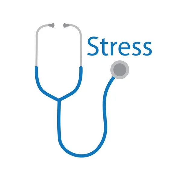 Stress Word Stethoscoop Pictogram Vector Illustratie — Stockvector