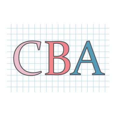 Kareli Kağıt levha-vektör çizim üzerinde yazılı Cba (Costbenefit Analizi)