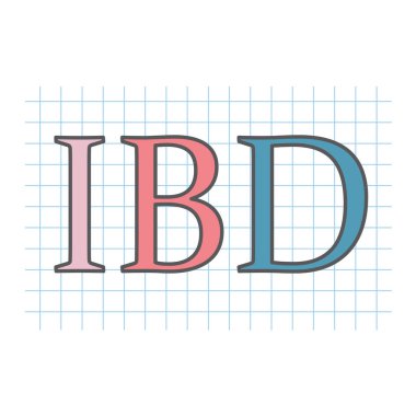 Kareli Kağıt levha-vektör çizim üzerinde yazılı IBD (inflamatuar bağırsak hastalığı)