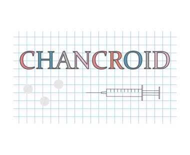 Kareli Kağıt levha-vektör çizim üzerinde chancroid kelime